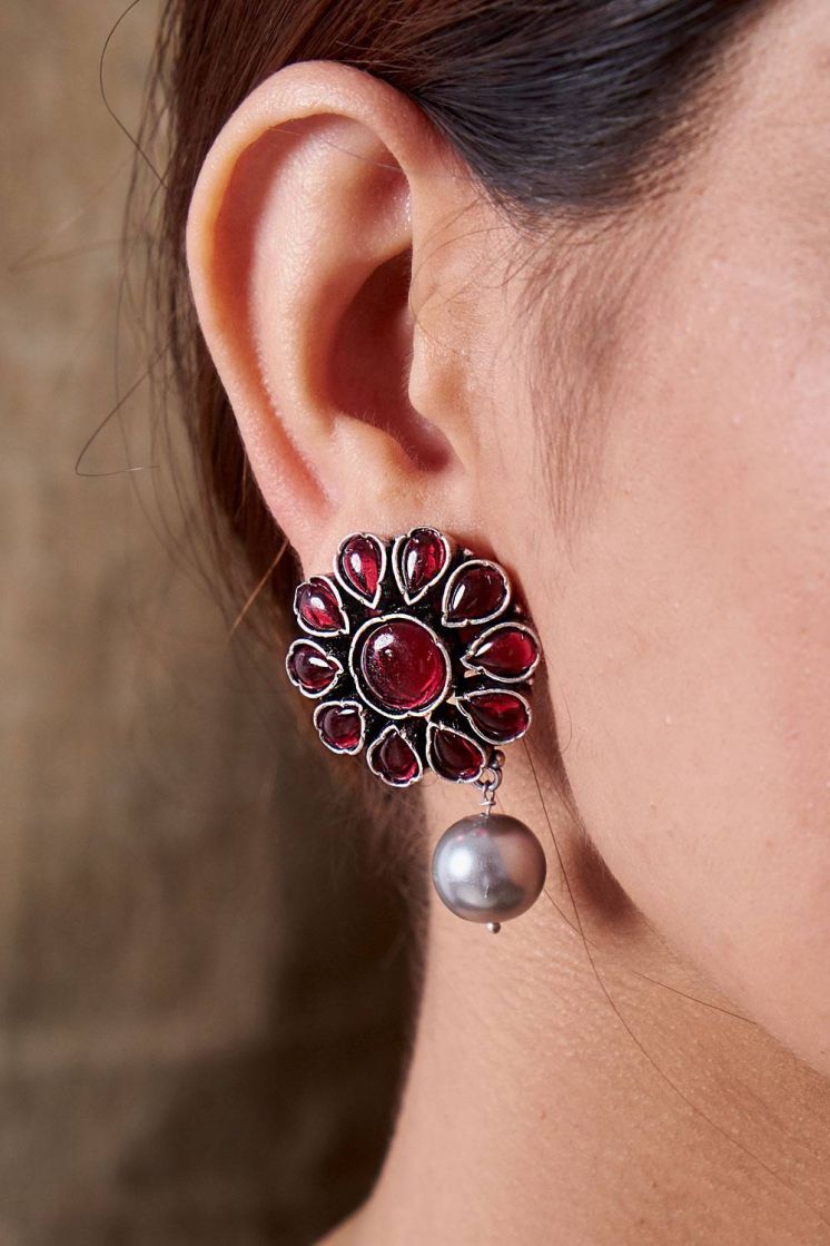 Sparkle Dreams - Wine color ad cz stone earrings | Facebook