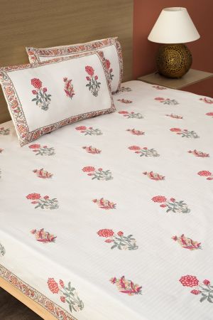 Desuri Block Print Double Bedsheet With Pillow Covers
